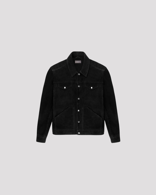 Suede Western Jacket in Black Lambskin
