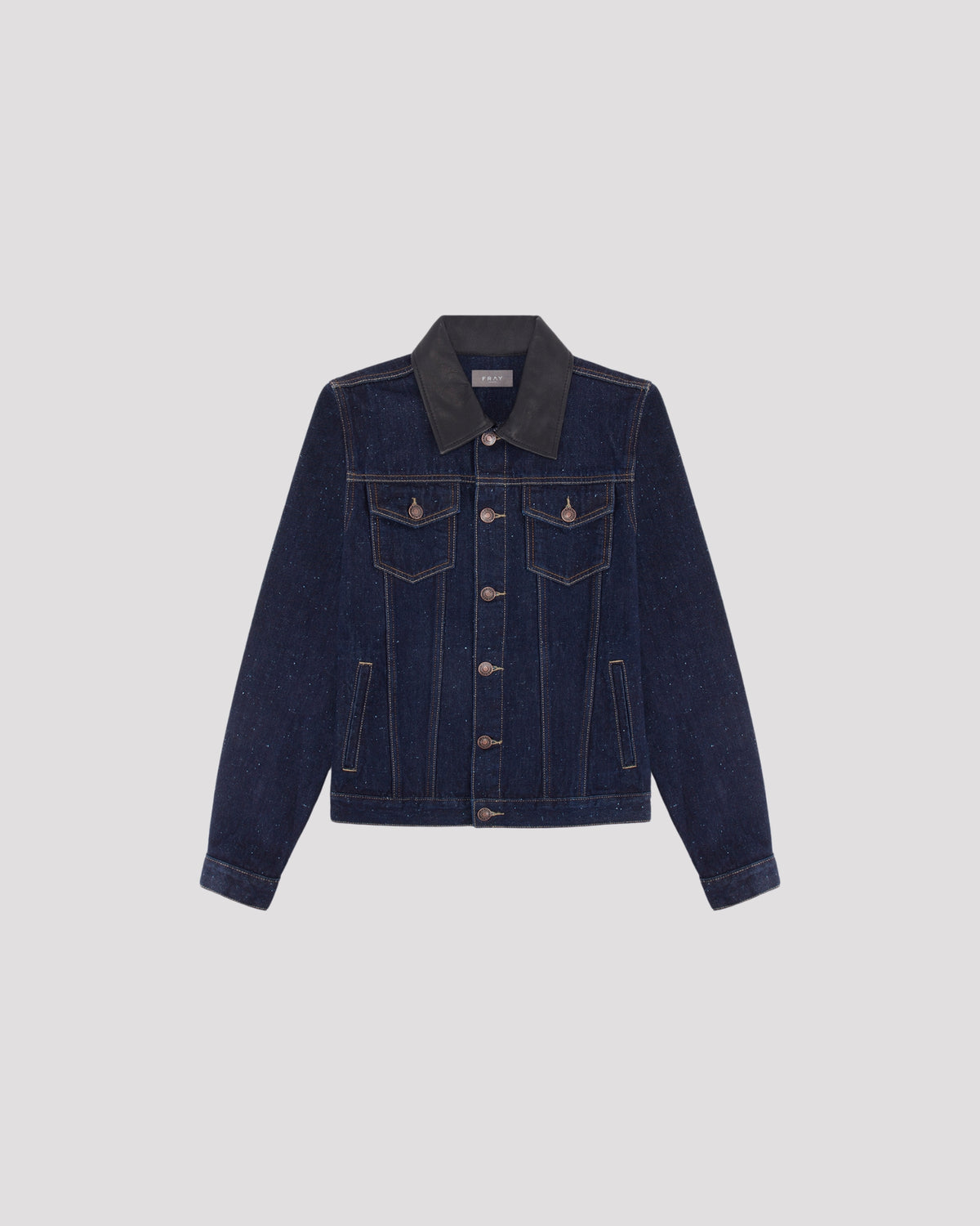 Leather-Trimmed Denim Trucker Jacket